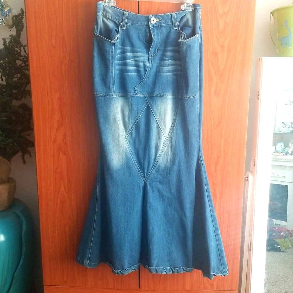 Denim Maxi Mermaid/Fishtail Skirt